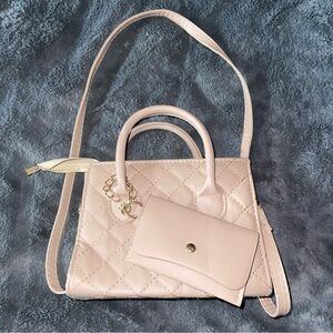 Elegant Quilted Pink Handbag Set
